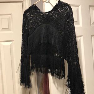 Nasty Gal Lace fringe Top